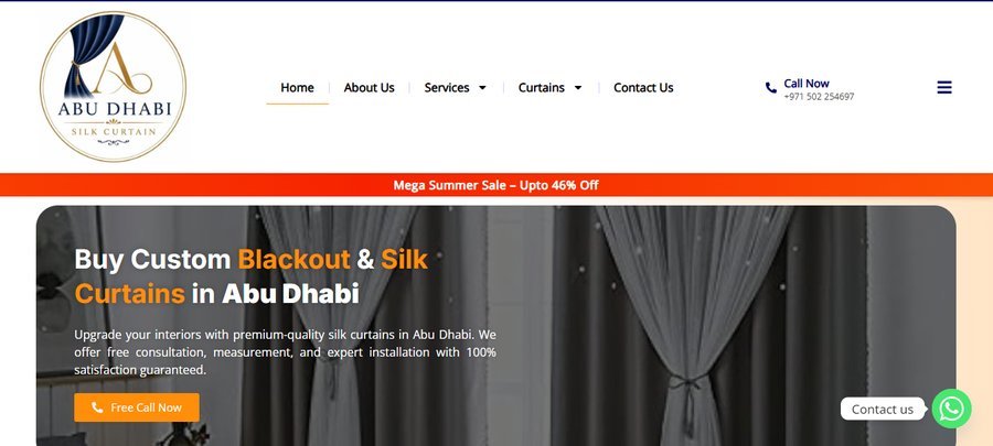 Abu Dhabi Silk Curtain website — built by Nexora UK
